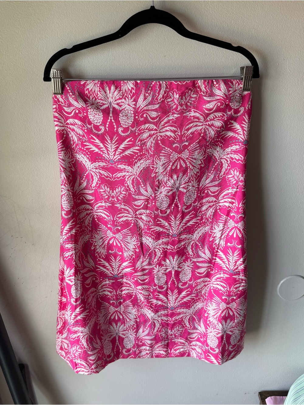 Pink Lily Tropical Palm Pineapple Strapless Mini Dress XL Hot Pink White Resort
